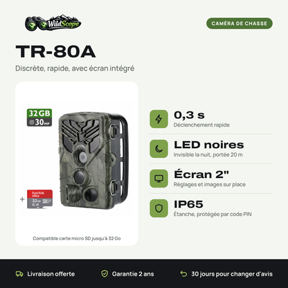 Caméra de chasse TR-80A infrarouge invisible : avantages
